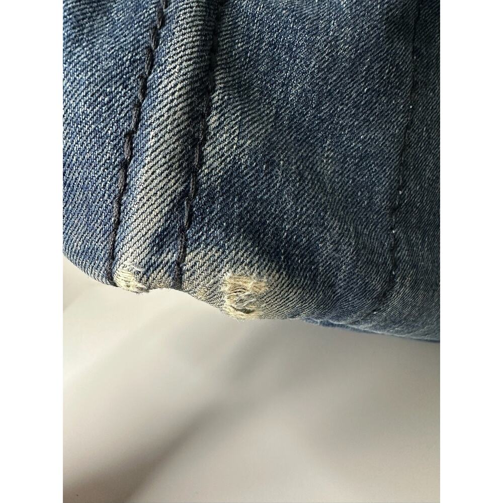 PRADA Denim Tote Bag Shopper Triangle Logo Handbag Shoulder Bag - Picture 9 of 16
